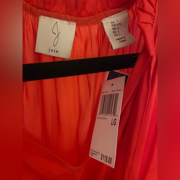 JOIE Bright Orange Keyhole Smocked Tiered Ruffles Mini Dress - Picture 8 of 9